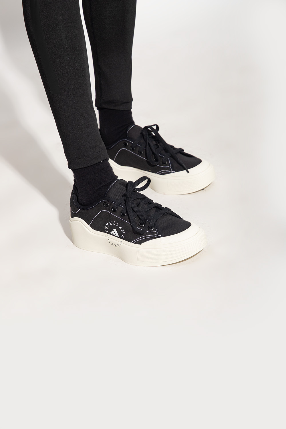 Black Court sneakers ADIDAS by Stella McCartney basket adidas femme 2018 image SchaferandweinerShops Italy